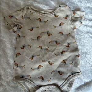 Cream Baby Bodysuit with Dachshund Print